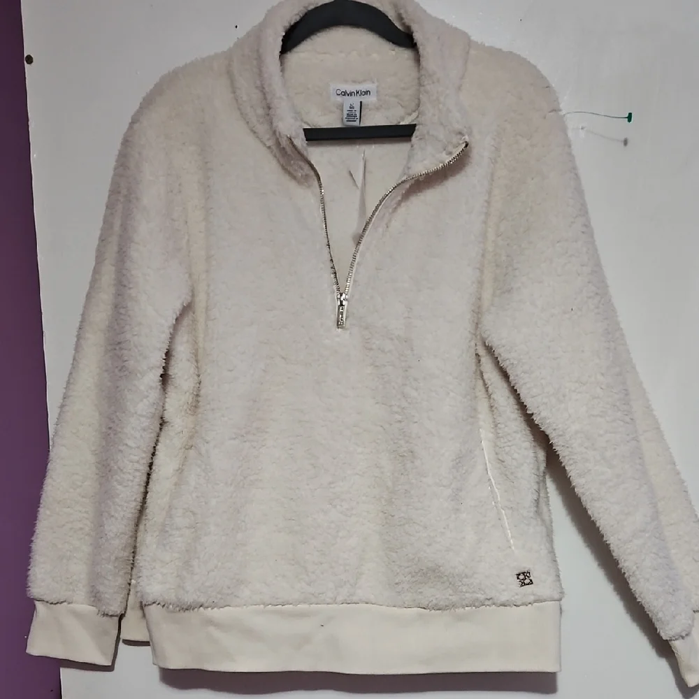 Calvin Klein Cream Fleece Zip-Up - Picture 1 of 8